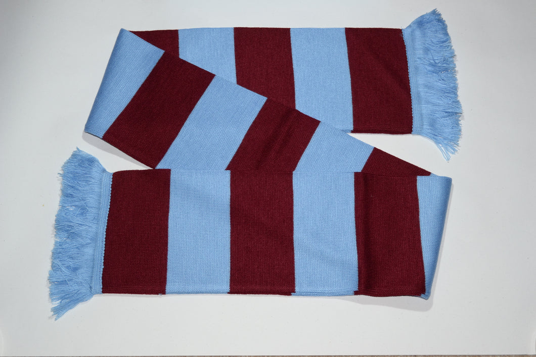 Maroon and Sky Blue Bar Acrylic Football Scarf