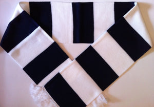 Navy and White Bar Acrylic Football Scarf