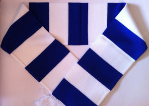 Royal and White Bar Acrylic Football Scarf