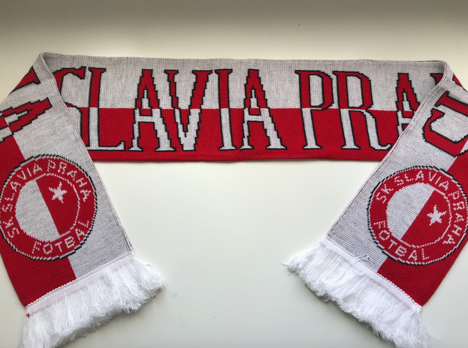 Scarf Sk Slavia Praha Czech Republic Club Calcio Football Gift 